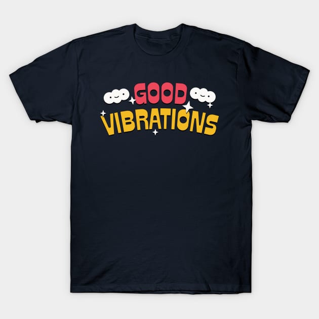 * Good Vibes * Retro Style Typography Design T-Shirt by DankFutura